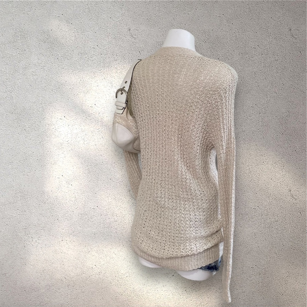 Vintage Hollister Cream Crochet Knit Cardigan - Picture 5 of 8